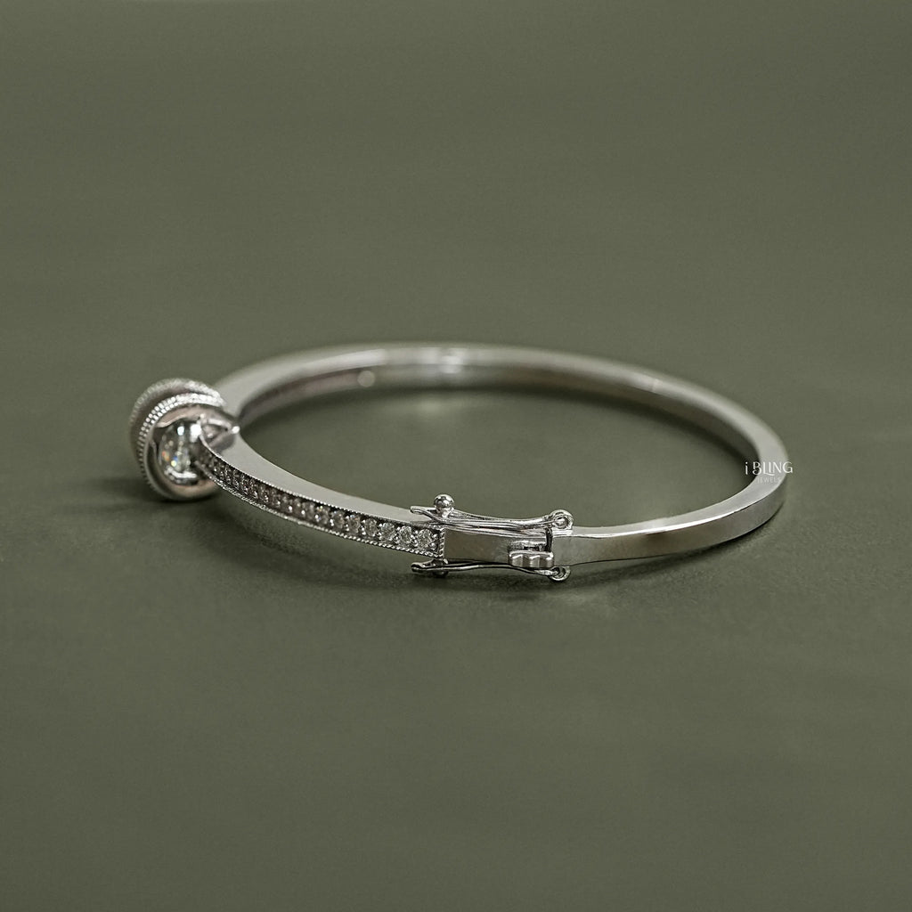 Round Cut Lab Diamond Milgrain Work Bridal Bangle