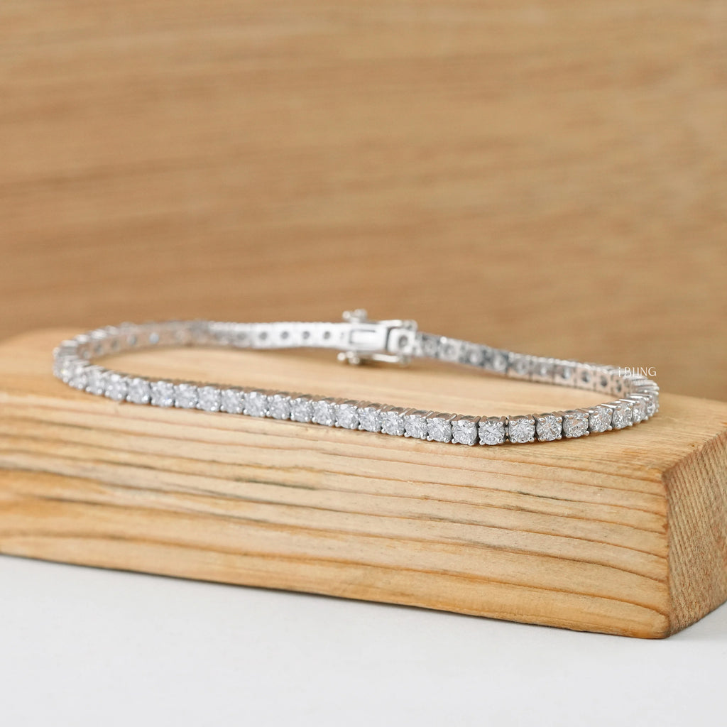 Round Cut Lab Diamond Tennis Bridal Bracelet