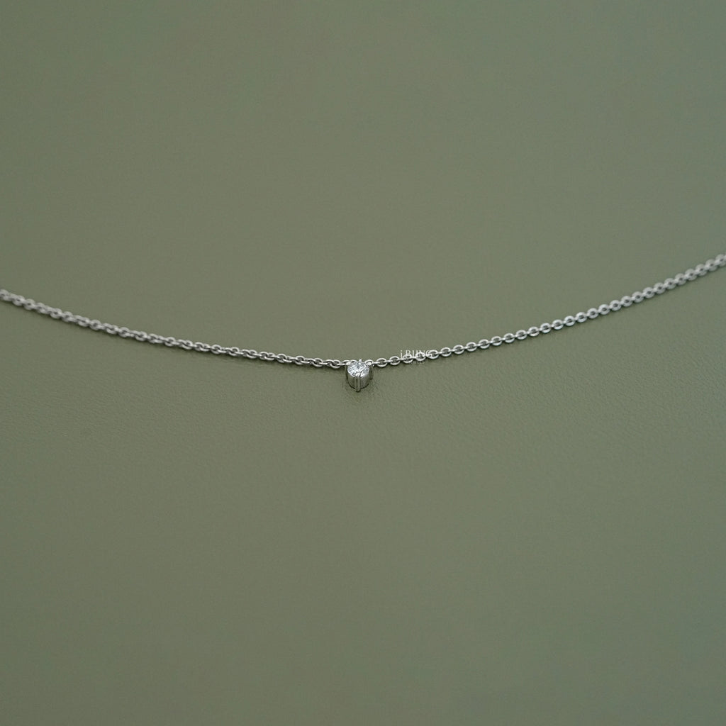 Round Cut Lab Diamond Dainty Necklace