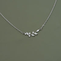 Marquise Cut Lab Diamond Floral Leaf Necklace