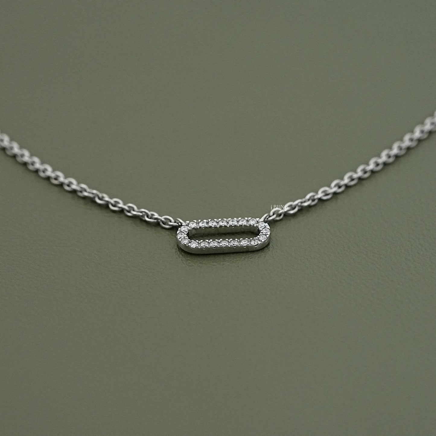 Round Cut Lab Diamond Pave Set Paperclip Necklace