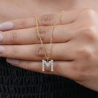 Round Cut Lab Grown Diamond Initial Charm Pendant