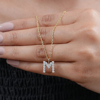 Round Cut Lab Grown Diamond Initial Charm Pendant