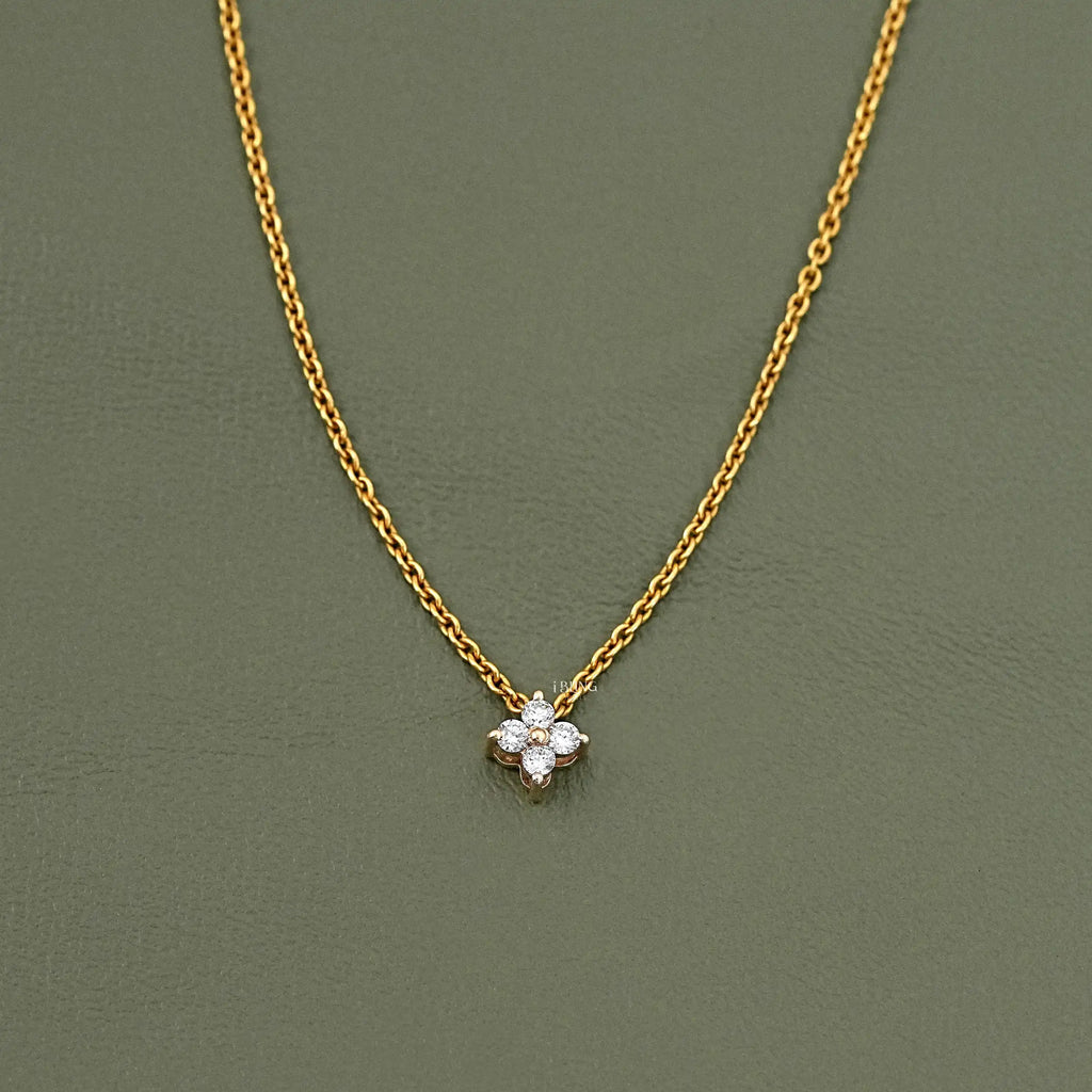 Round Cut Lab Grown Diamond Dainty Flower Pendant
