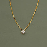 Round Cut Lab Grown Diamond Dainty Flower Pendant