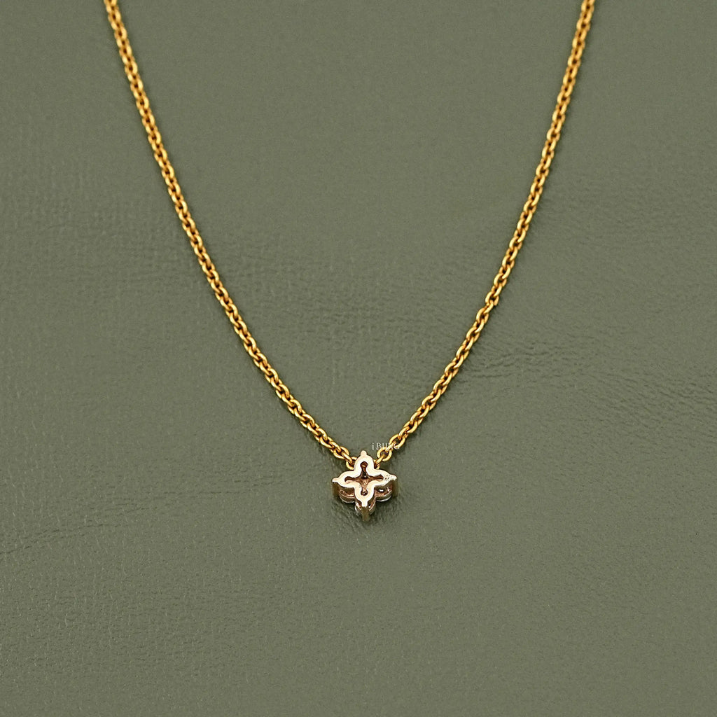 Round Cut Lab Grown Diamond Dainty Flower Pendant