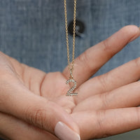 Round Cut Lab Grown Diamond Number Charm Pendant