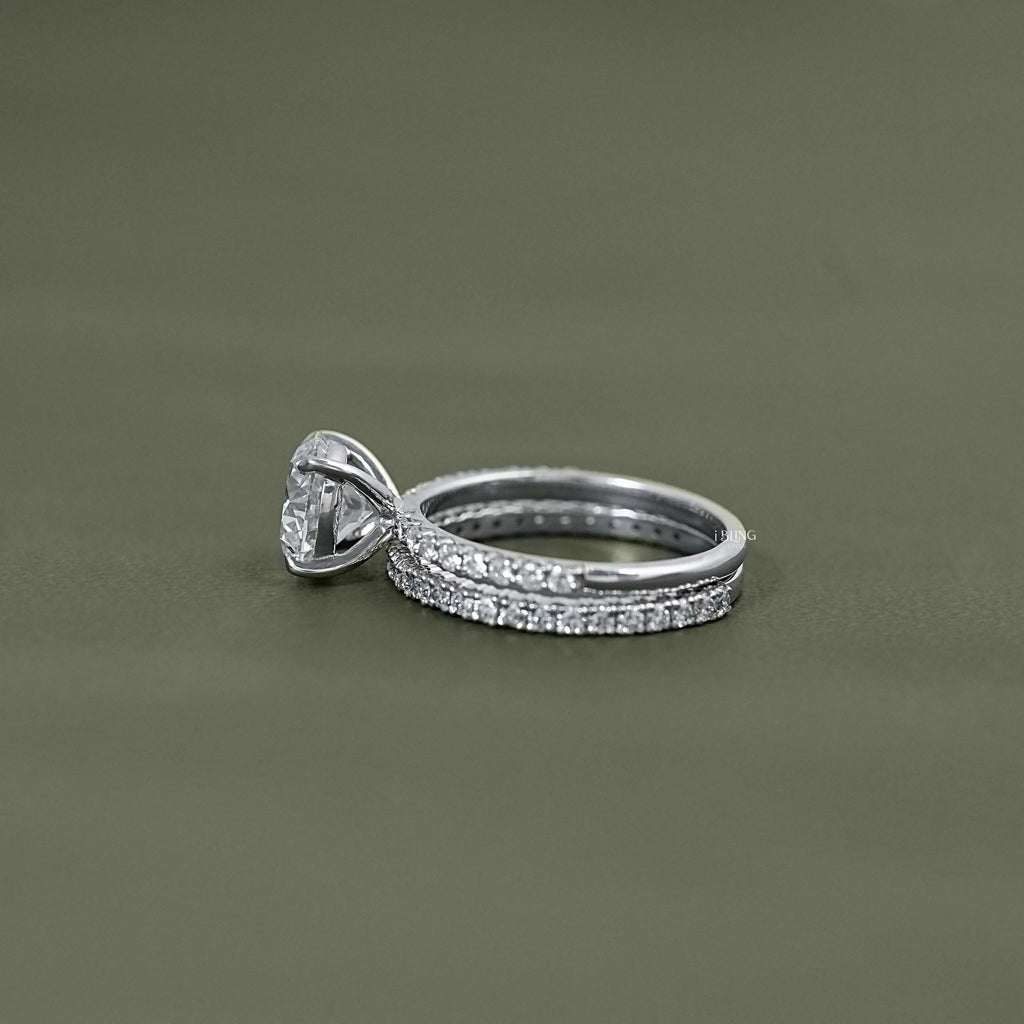 Round Cut Solitaire Set Bridal Ring For Wedding