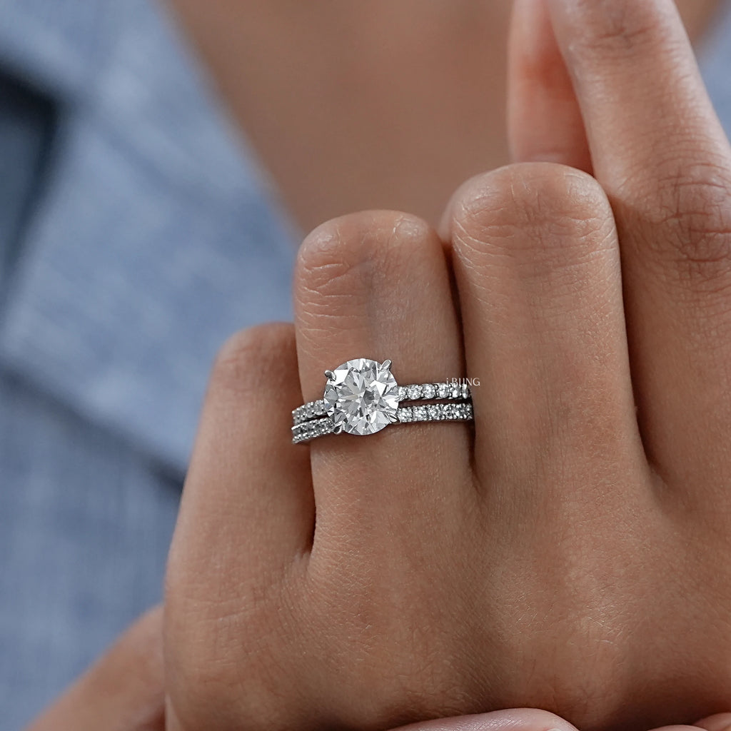 Round Cut Solitaire Set Bridal Ring For Wedding