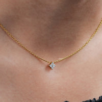 Round Cut Lab Grown Diamond Dainty Flower Pendant