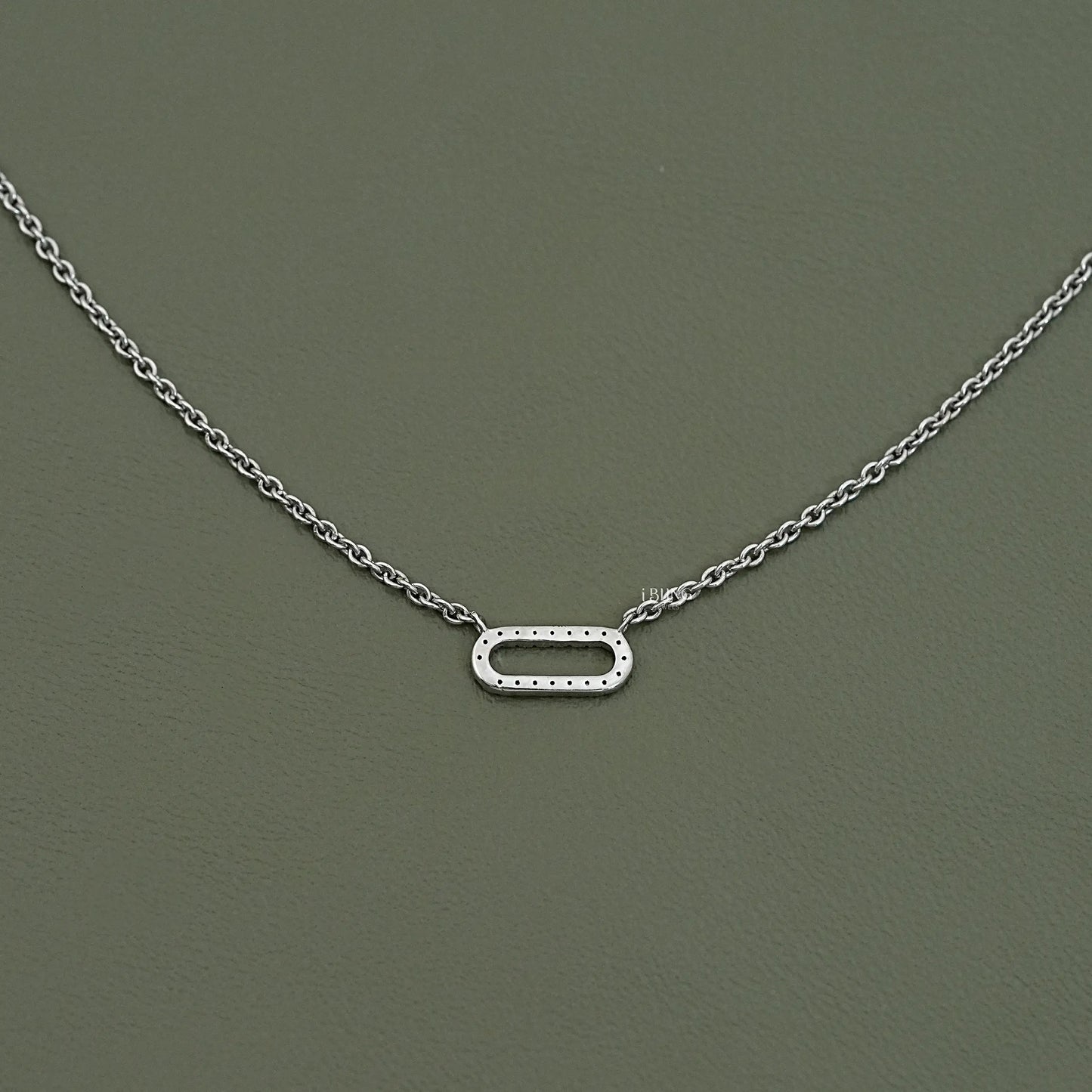 Round Cut Lab Diamond Pave Set Paperclip Necklace