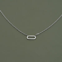 Round Cut Lab Diamond Pave Set Paperclip Necklace