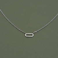 Round Cut Lab Diamond Pave Set Paperclip Necklace
