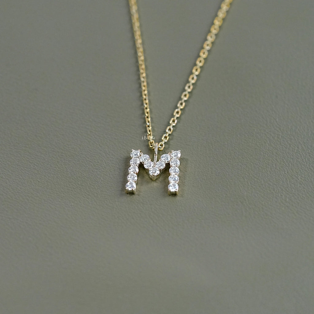 Round Cut Lab Grown Diamond Initial Charm Pendant