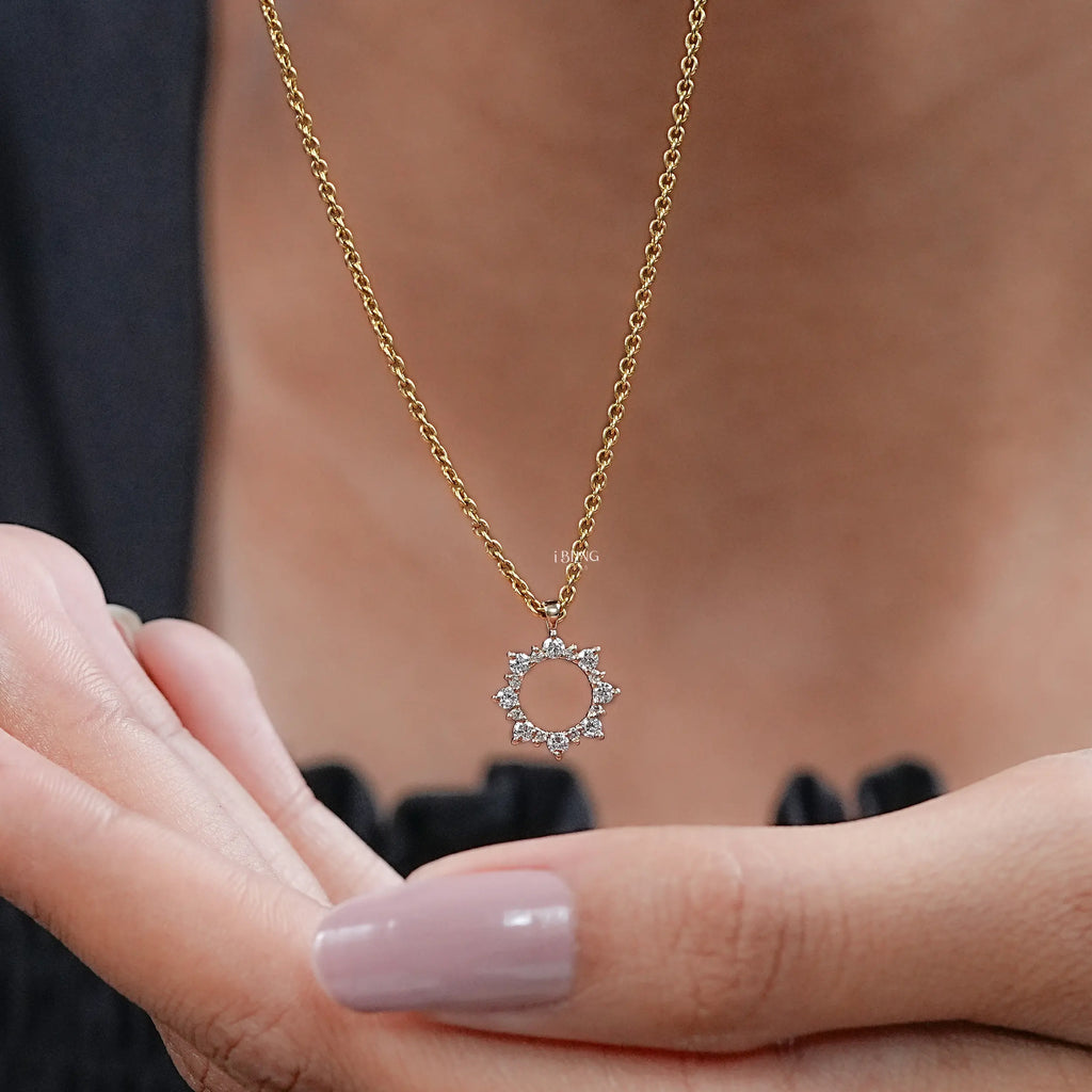 Round Cut Lab Diamond Open Circle Necklace