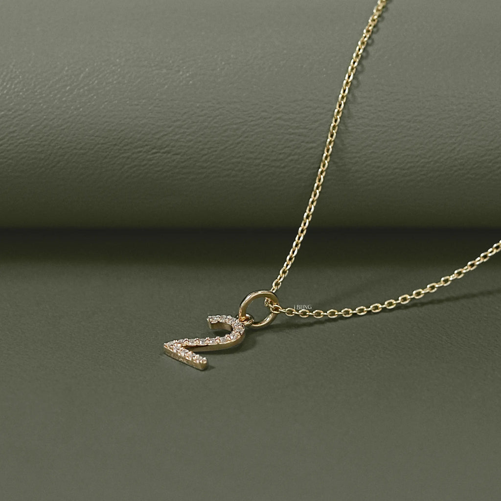 Round Cut Lab Grown Diamond Number Charm Pendant