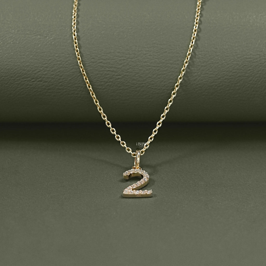 Round Cut Lab Grown Diamond Number Charm Pendant