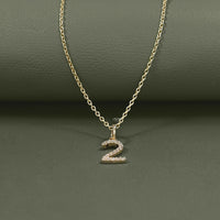 Round Cut Lab Grown Diamond Number Charm Pendant