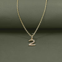 Round Cut Lab Grown Diamond Number Charm Pendant