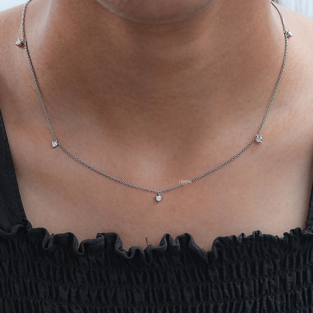 Round Cut Lab Diamond Dainty Necklace