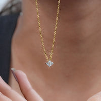 Round Cut Lab Grown Diamond Dainty Flower Pendant