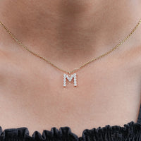 Round Cut Lab Grown Diamond Initial Charm Pendant