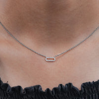 Round Cut Lab Diamond Pave Set Paperclip Necklace