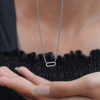 Round Cut Lab Diamond Pave Set Paperclip Necklace