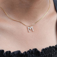 Round Cut Lab Grown Diamond Initial Charm Pendant