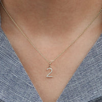 Round Cut Lab Grown Diamond Number Charm Pendant