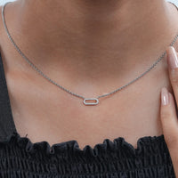 Round Cut Lab Diamond Pave Set Paperclip Necklace