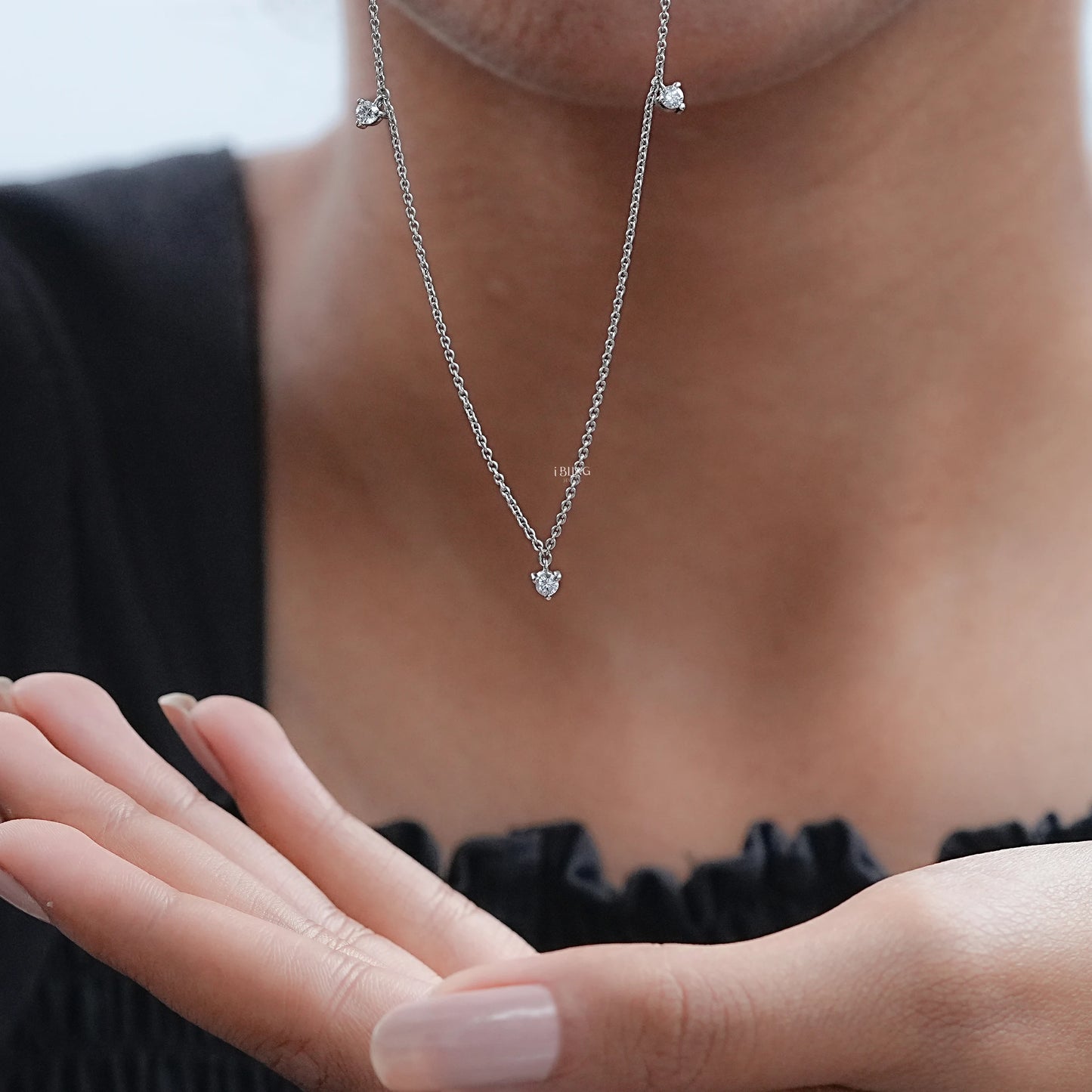 Round Cut Lab Diamond Dainty Necklace Pendants