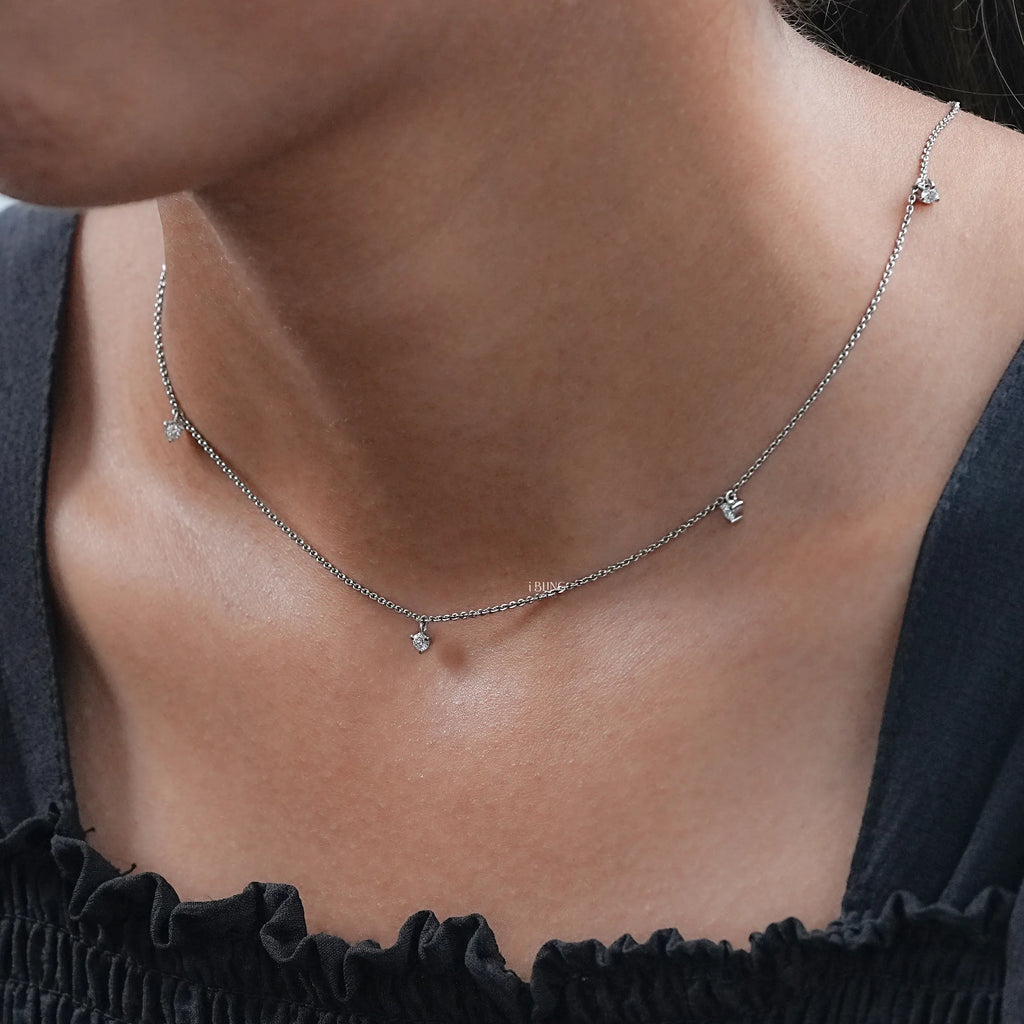 Round Cut Lab Diamond Dainty Necklace