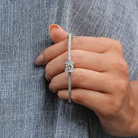 Round Cut Lab Diamond Milgrain Work Bridal Bangle