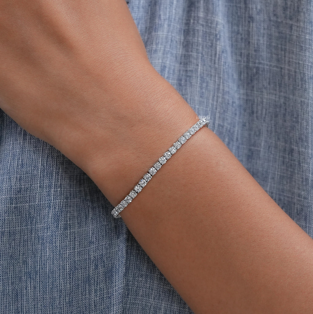 Round Cut Lab Diamond Tennis Bridal Bracelet