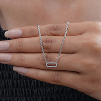 Round Cut Lab Diamond Pave Set Paperclip Necklace
