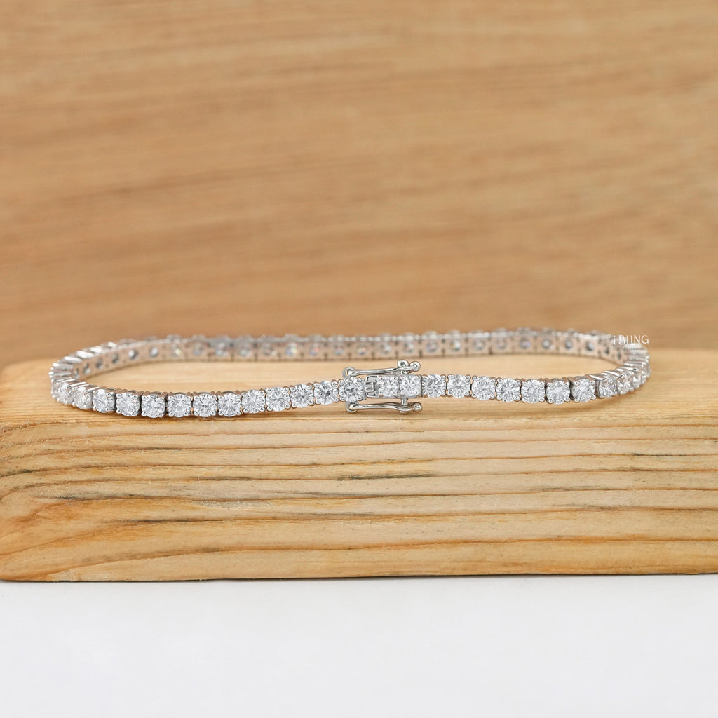Round Cut Lab Diamond Tennis Bridal Bracelet