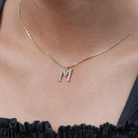Round Cut Lab Grown Diamond Initial Charm Pendant
