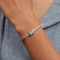 Round Cut Lab Diamond Milgrain Work Bridal Bangle