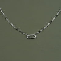Round Cut Lab Diamond Pave Set Paperclip Necklace