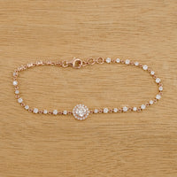 Round Cut CVD Diamond Halo Linked Bridal Bracelet
