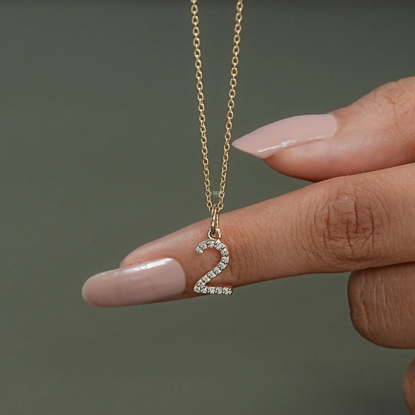 Round Cut Lab Grown Diamond Number Charm Pendant