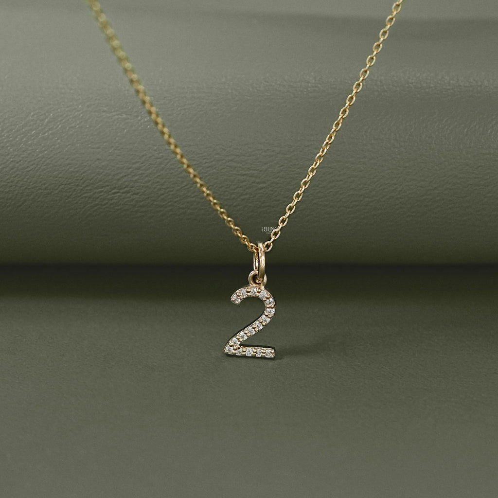 Round Cut Lab Grown Diamond Number Charm Pendant