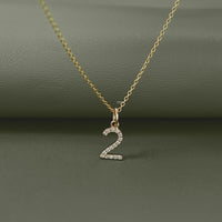 Round Cut Lab Grown Diamond Number Charm Pendant