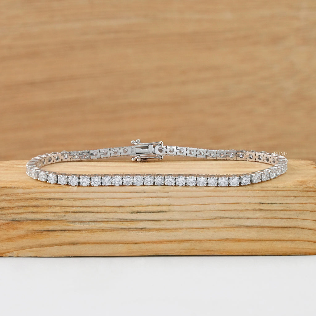 Round Cut Lab Diamond Tennis Bridal Bracelet
