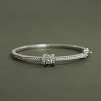 Round Cut Lab Diamond Milgrain Work Bridal Bangle