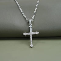 Round Cut Lab Grown Diamond Cross Pendant