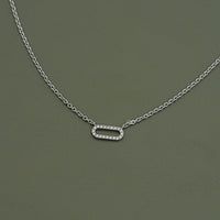 Round Cut Lab Diamond Pave Set Paperclip Necklace