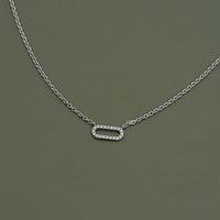 Round Cut Lab Diamond Pave Set Paperclip Necklace