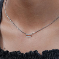 Round Cut Lab Diamond Pave Set Paperclip Necklace
